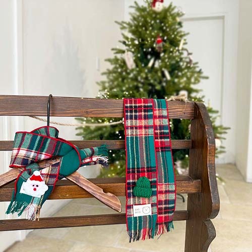 Christmas Check Scarf 格仔頸巾 | 適合聖誕 | 附送聖誕扣飾