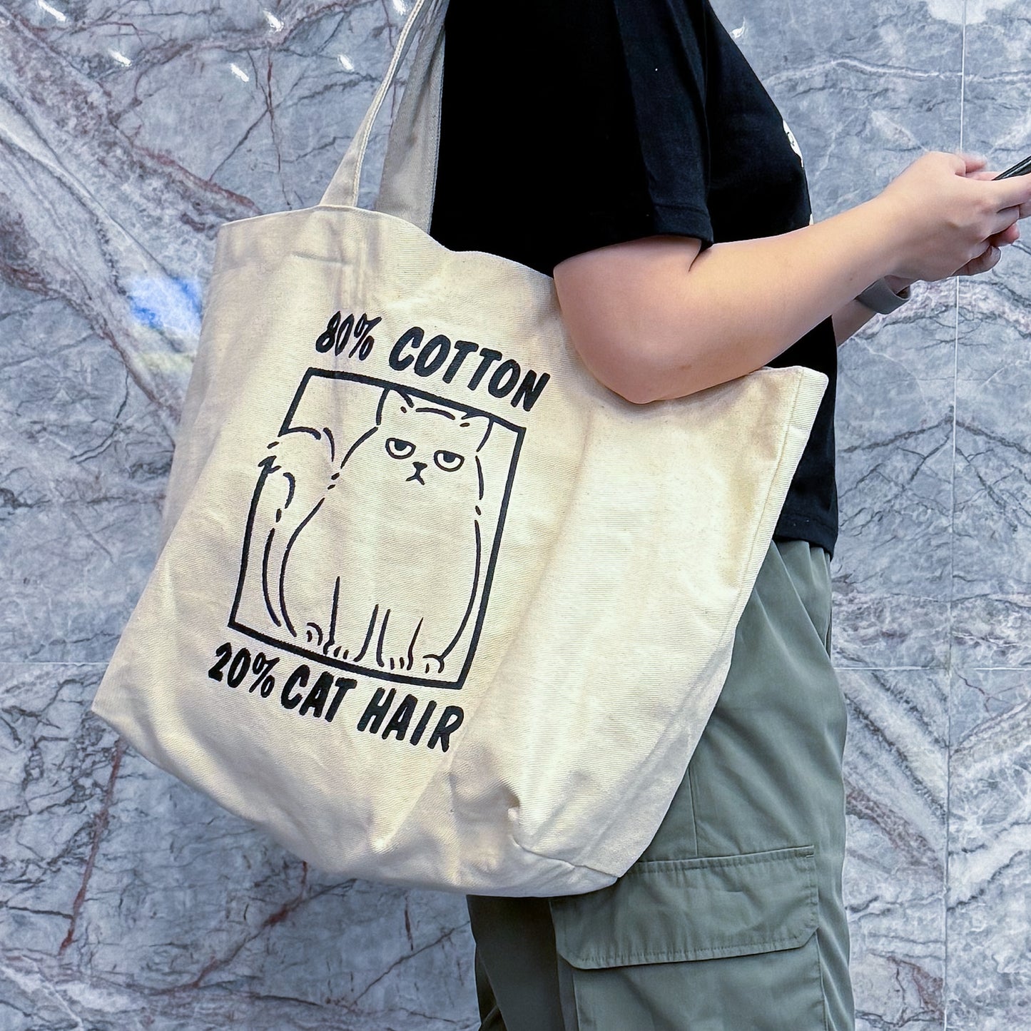 80% Cotton 20% Cat Hair Tote Bag